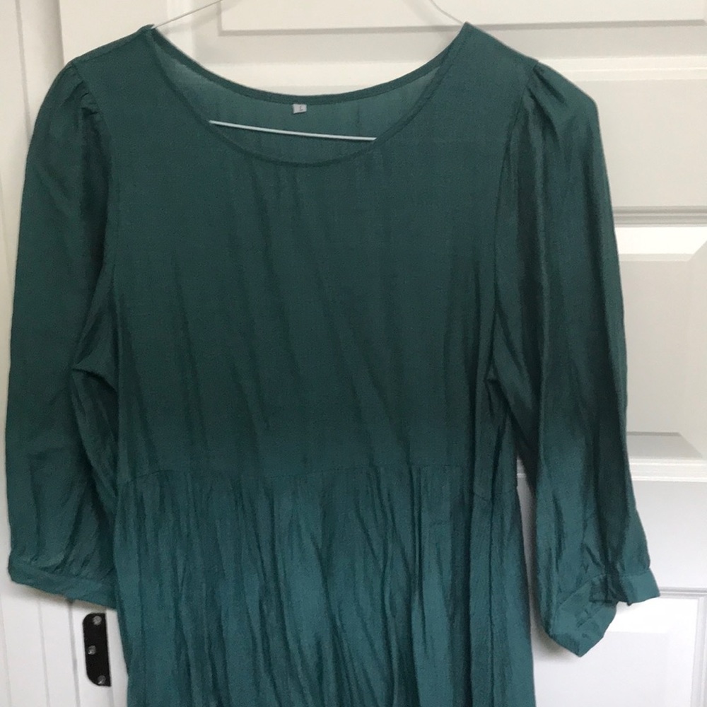 Boho Green 3/4 sleeve dress (Size L)